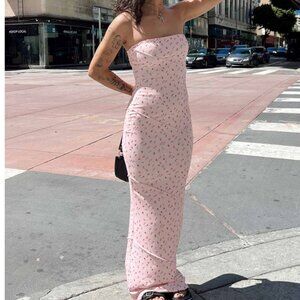 Oscar Midi Dress Pink Floral